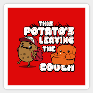 Funny Kawaii Couch Potato Travelling Cartoon Meme Sticker